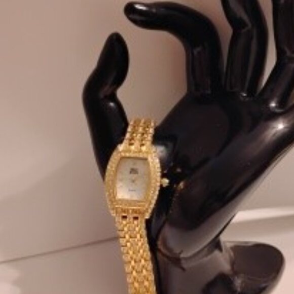 Nolan Miller Glamour Collection Crystal Gold Tone Quartz Watch. main image 2